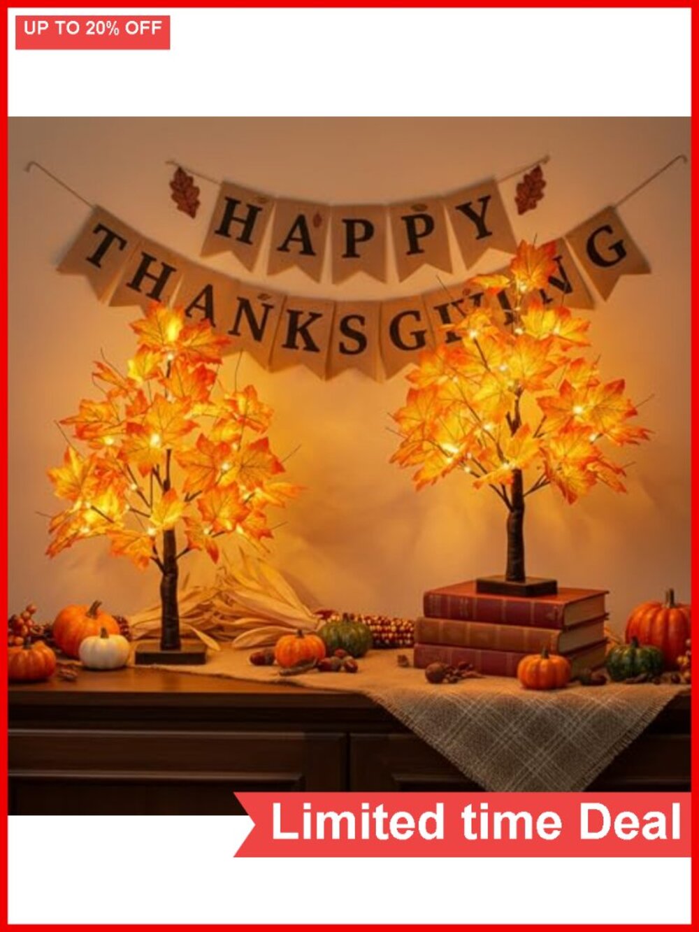 Fall Maple Tree LED Light Up Decorative Artificial Tree with Timer - Picture 2 of 6